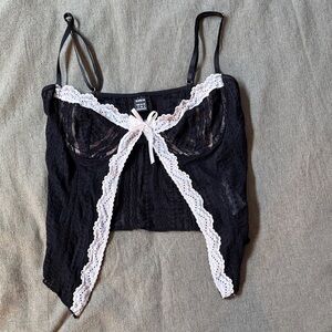 SHEIN Black Lace Camisole with White Trim